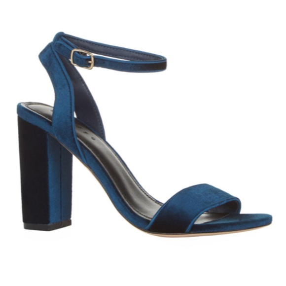 Sandro Paris block heels blue velvet buckle closure at ankles Size 6 - Picture 2 of 12